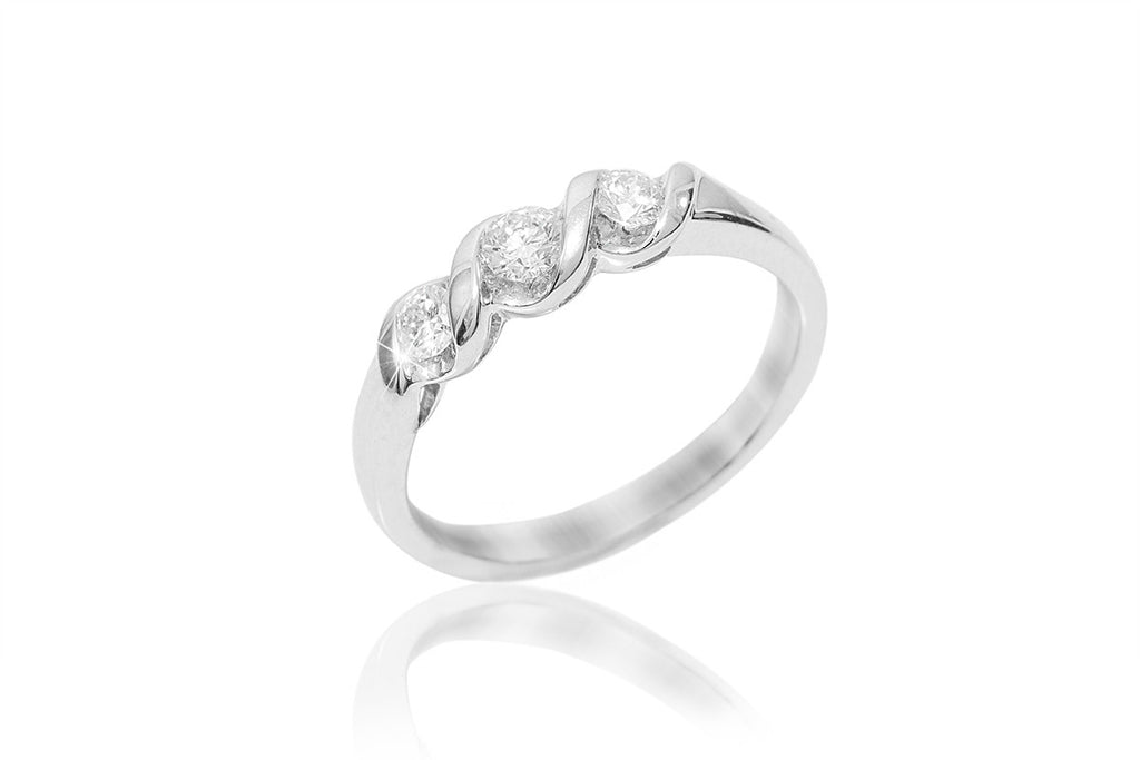 Diamond Trilogy Fancy 18K White Gold Ring - OUT OF STOCK
