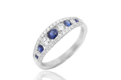 Blue Sapphire and Diamond 18K White Gold Ring - OUT OF STOCK