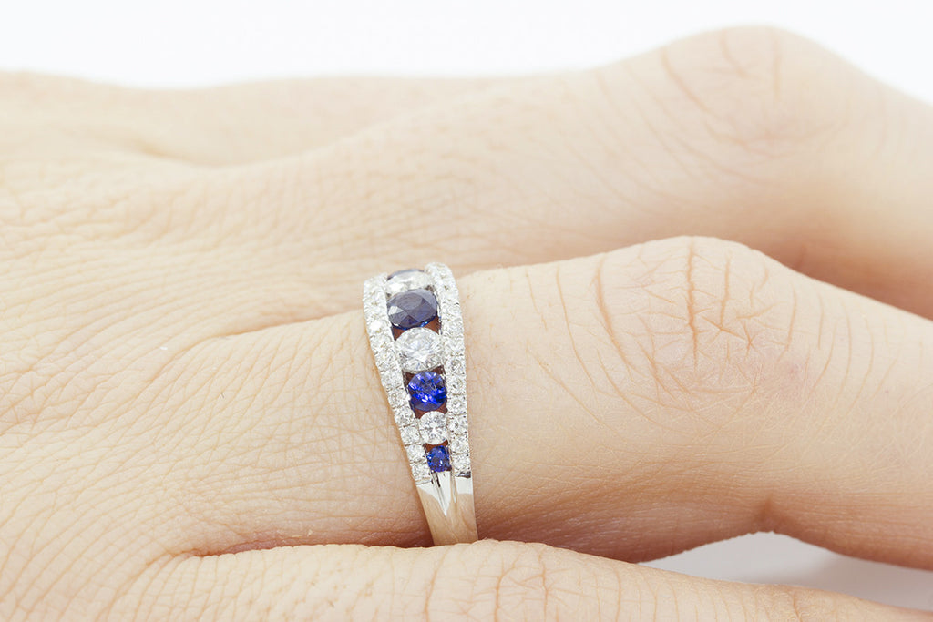 Blue Sapphire and Diamond 18K White Gold Ring - OUT OF STOCK