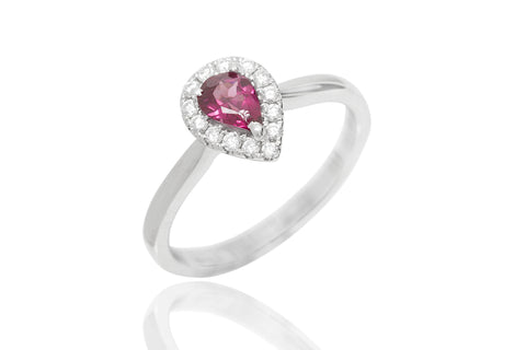 Almondite Garnet and Diamond 18K White Gold Ring - OUT OF STOCK