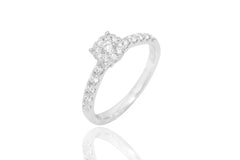Illusion Set Diamond 18K White Gold Engagement Ring - OUT OF STOCK
