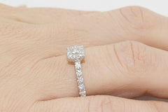 Illusion Set Diamond 18K White Gold Engagement Ring - OUT OF STOCK