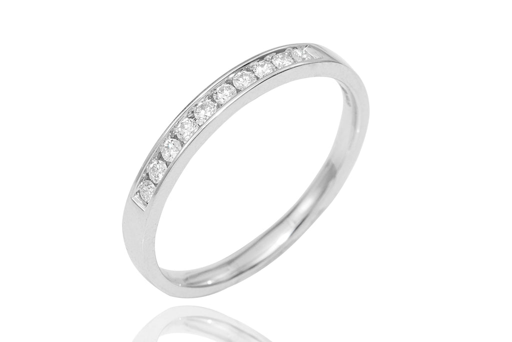 Channel Set Diamond Half Eternity 18K White Gold Ring - OUT OF STOCK