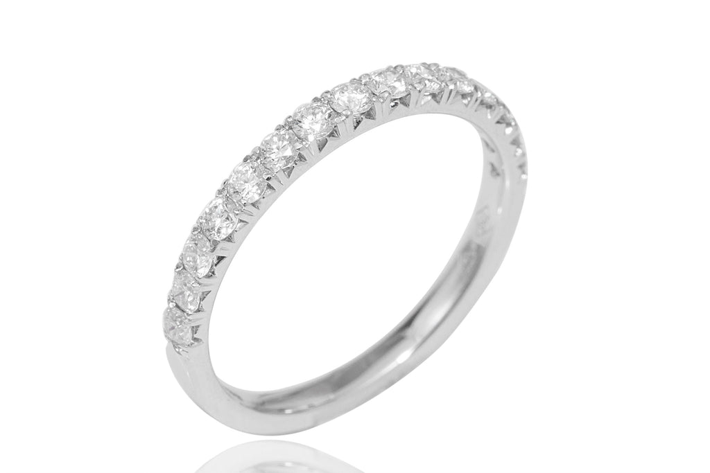 Claw Set Half Eternity Diamond 18K White Gold Ring - OUT OF STOCK