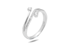 Two Stone Diamond Twisted 18K White Gold Ring