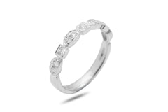Milgrain Art Deco Style Diamond 18K White Gold 3mm Wedding Ring - OUT OF STOCK