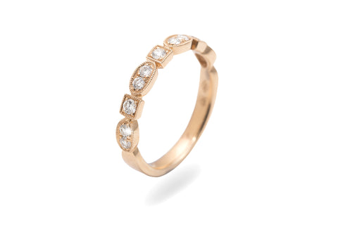 Milgrain Art Deco Style Diamond 18K Rose Gold 3mm Wedding Ring