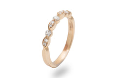 Milgrain Art Deco Style Diamond 18K Rose Gold 3mm Wedding Ring
