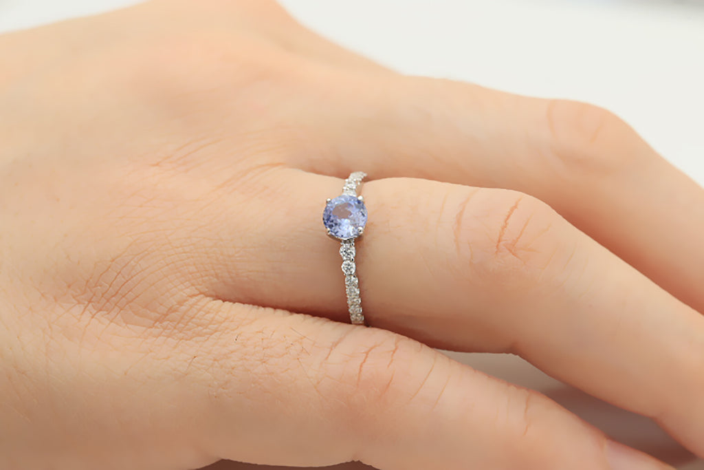 Light Blue Sapphire and Diamond 18K White Gold Ring - OUT OF STOCK