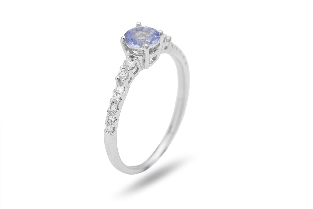 Light Blue Sapphire and Diamond 18K White Gold Ring - OUT OF STOCK