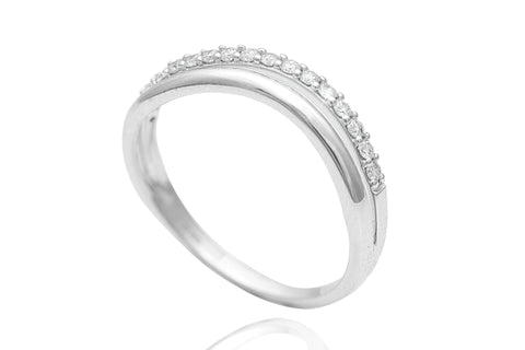 0.17 Carat Diamond Shaped 18K White Gold Wedding Band