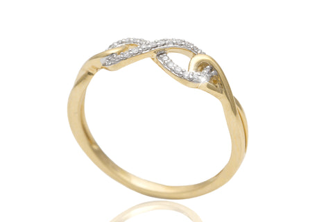 Infinity Diamond 18K Yellow Gold Ring