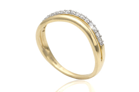 Two Tier Shaped Diamond 18K Yellow Gold Ring