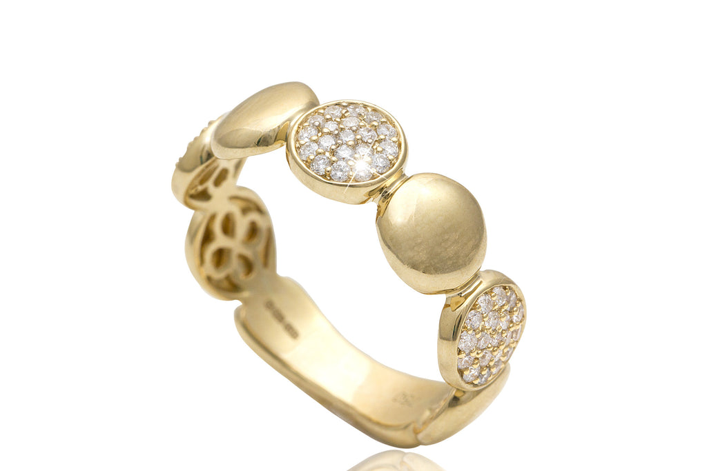 Multi Circular Diamond 18K Yellow Gold Ring