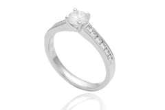 Solitaire Diamond 18K White Gold Engagement Ring
