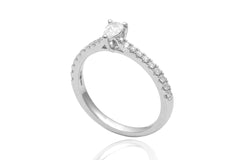 Pear Cut Diamond 18K White Gold Engagement Ring