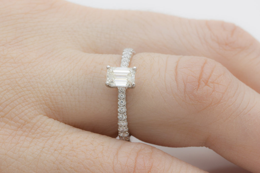 Emerald Cut Diamond 18K White Gold Engagement Ring