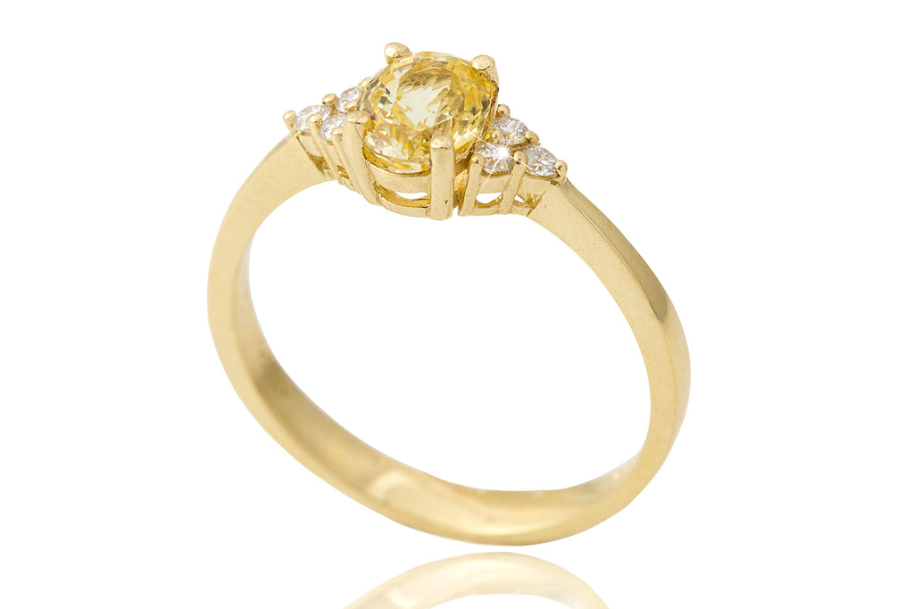Yellow Sapphire and Diamond 18K Yellow Gold Ring - OUT OF STOCK