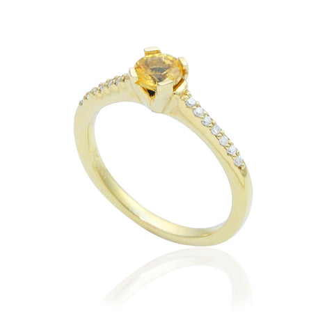 Yellow Sapphire 18K Yellow Gold Diamond Ring