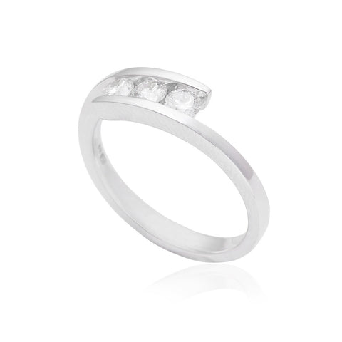Tension Setting Trilogy 18K White Gold Ring