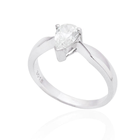 Pear Shape Diamond Engagement 18K White Gold Ring