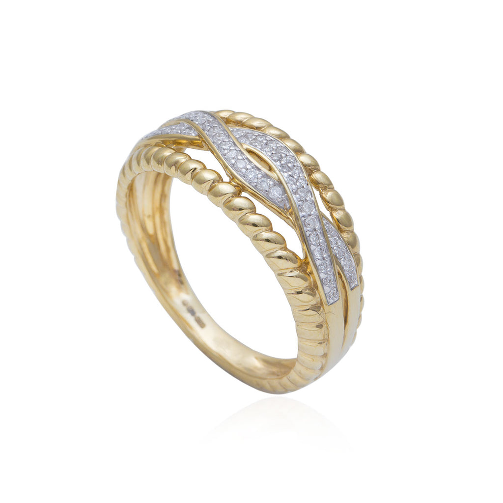 0.13 Carat Filigree 18K Yellow Gold Diamond  Ring