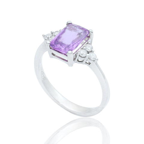 Pink Sapphire 18K White Gold Diamond Ring
