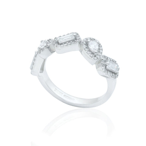 Multi Cut 18K White Gold Diamond Dress Ring