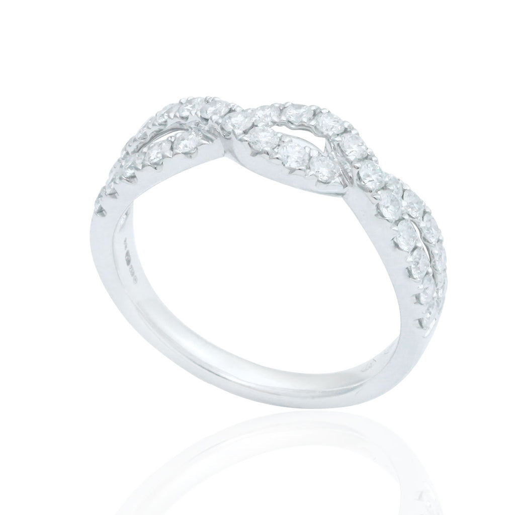 Cross-Over 18K White Gold Diamond Ring