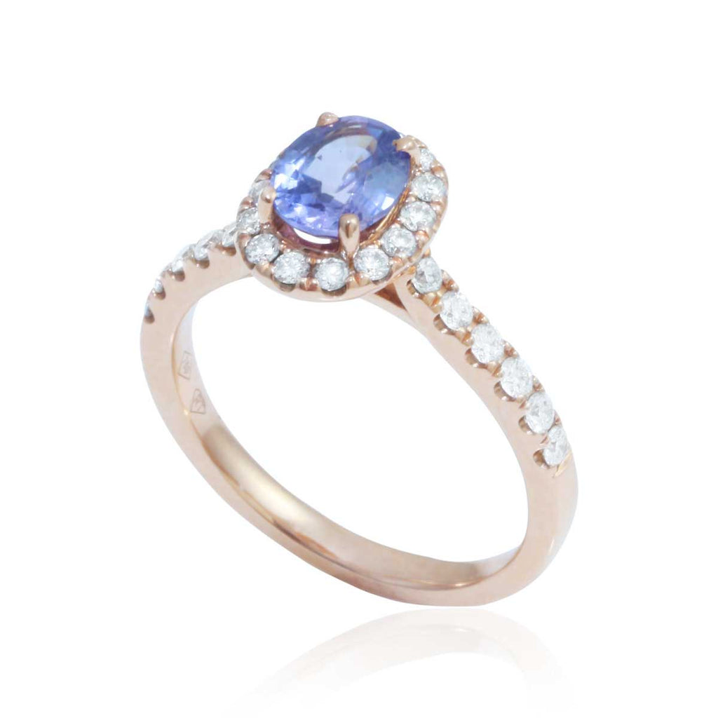 Purple Sapphire 18K Rose Gold Diamond Ring
