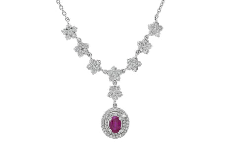Ruby and Diamond 18K White Gold Necklace