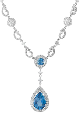 Topaz and Diamond 18K White Gold Necklace