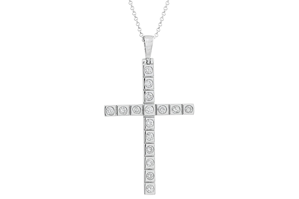 Diamond Cross 18K White Gold Pendant
