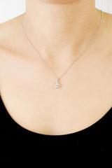 Single Stone Rub Over Diamond  18K White Gold Pendant