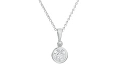 Single Stone Rub Over Diamond  18K White Gold Pendant