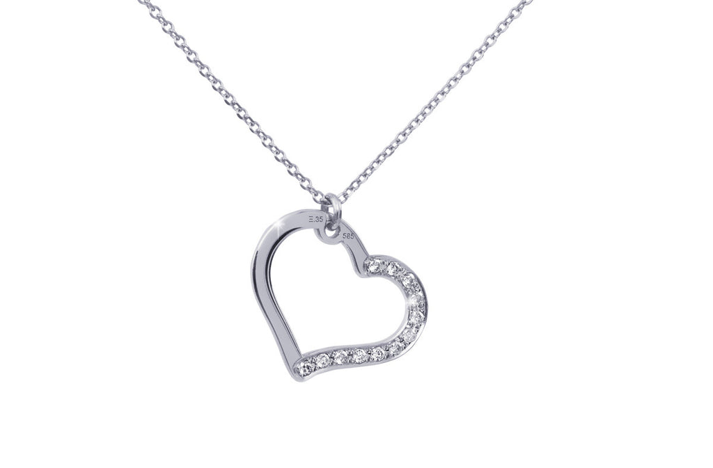 Heart Shaped Diamond 14K White Gold Pendant