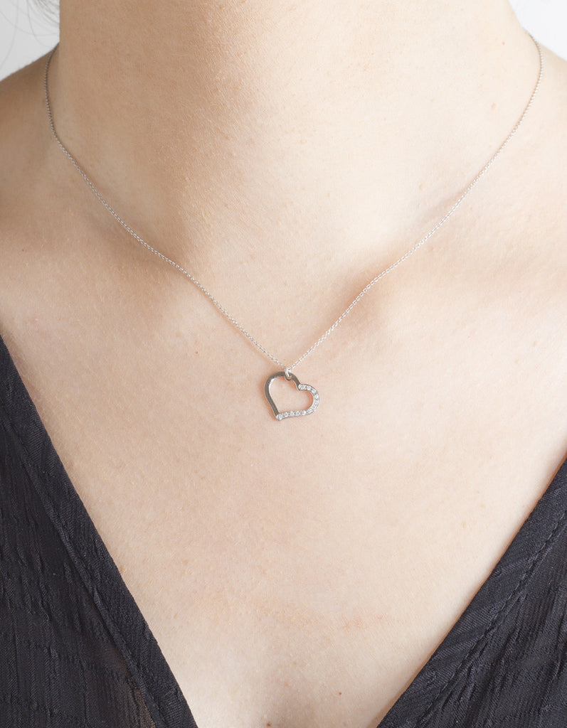 Heart Shaped Diamond 14K White Gold Pendant
