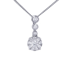 Multi Stone Diamond 18K White Gold Pendant