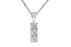 Three Stone Diamond 18K White Gold Pendant