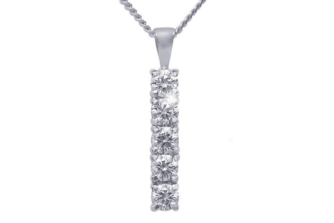 Five Stone Diamond 18K White Gold Pendant