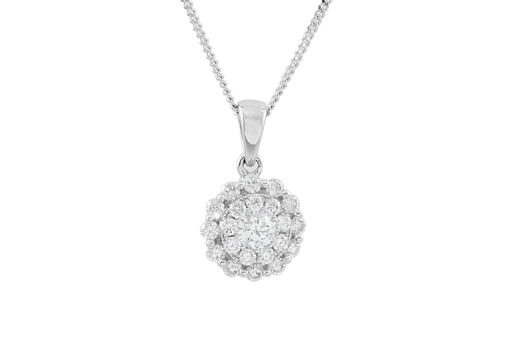 Multistone Illusion Set 18K White Gold Diamond Pendant - OUT OF STOCK