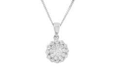 Multistone Illusion Set 18K White Gold Diamond Pendant - OUT OF STOCK