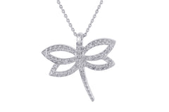 Diamond Dragonfly 18K White Gold Pendant