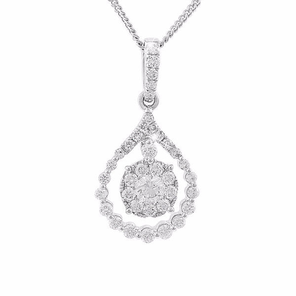 Tear-Drop Shaped Diamond 18K White Gold Pendant