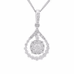 Tear-Drop Shaped Diamond 18K White Gold Pendant