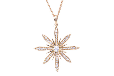 Star Shaped Diamond 18K Rose Gold Pendant