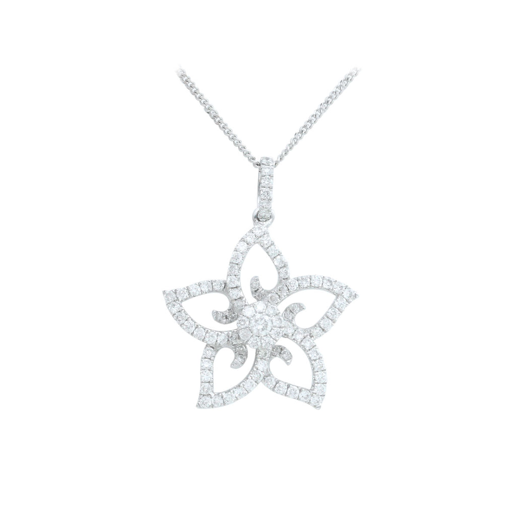 Star Flower 18K White Gold Diamond Necklace