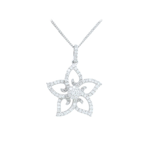 Star Flower 18K White Gold Diamond Necklace