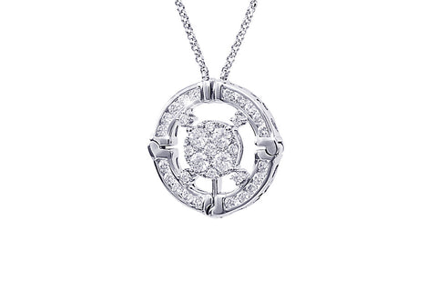 Circular Fantasy Diamond 18K White Gold Pendant