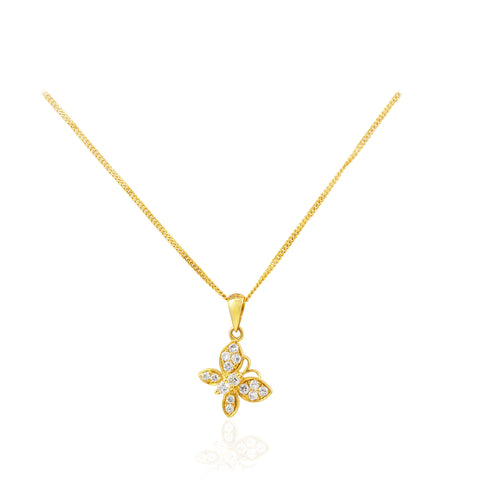 Butterfly Diamond 18K Yellow Gold Pendant